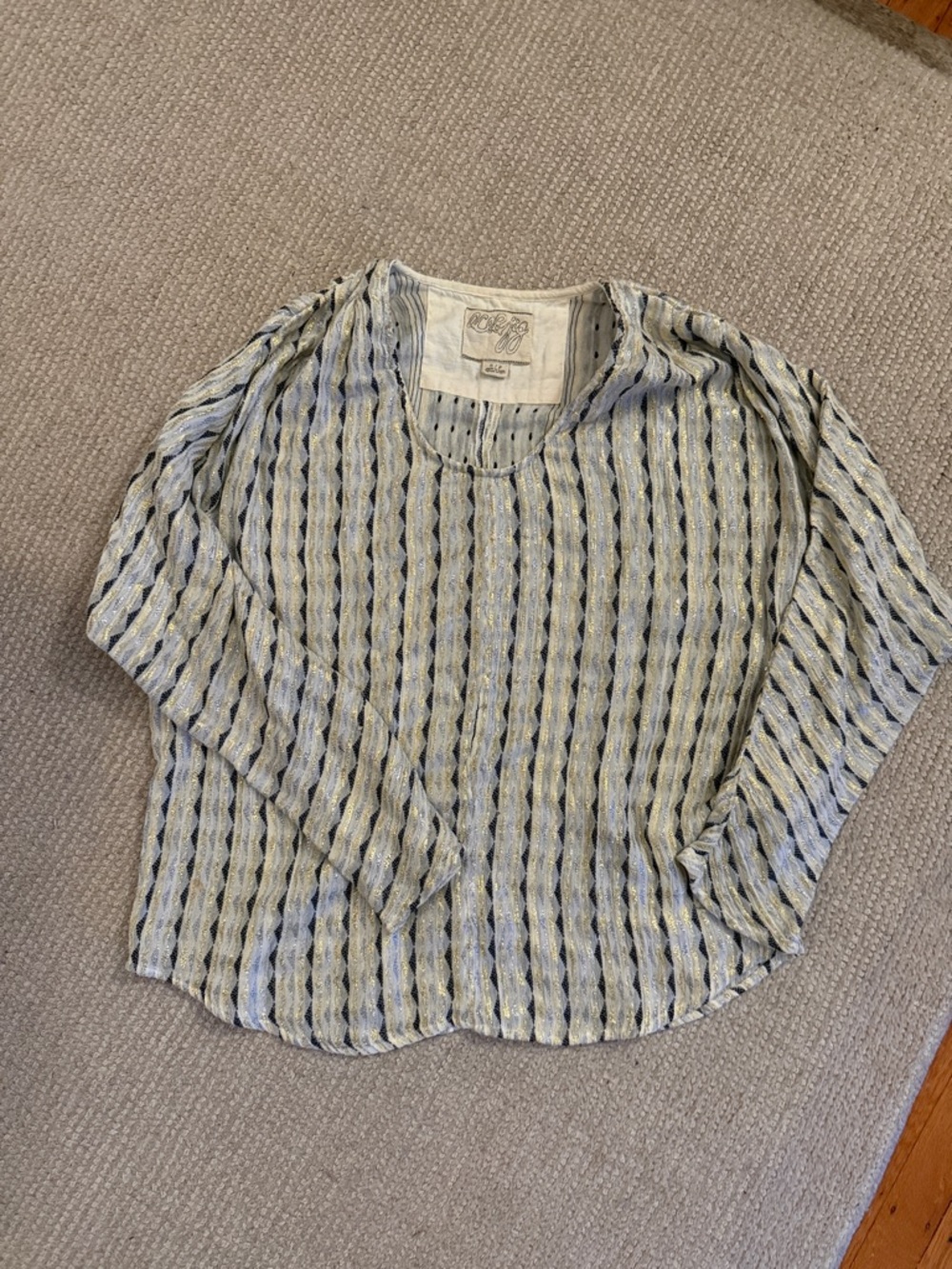 Ace & Jig Sparkle Striped Long Sleeve Blouse - Black, Cream, Gold, Silver